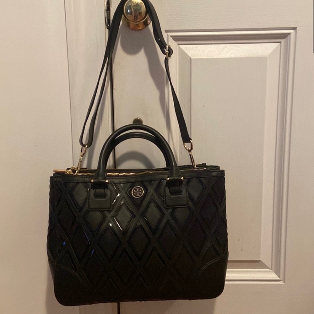 Tory Burch Large Quilted  Robinson black leather Bag - Picture 2 of 6